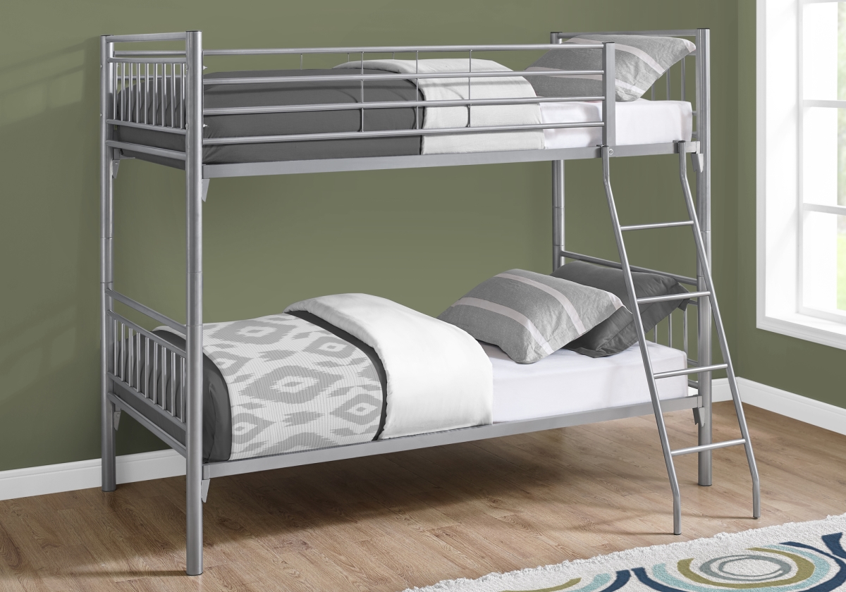 I 2234s Twin Size Detachable Silver Metal Bunk Bed