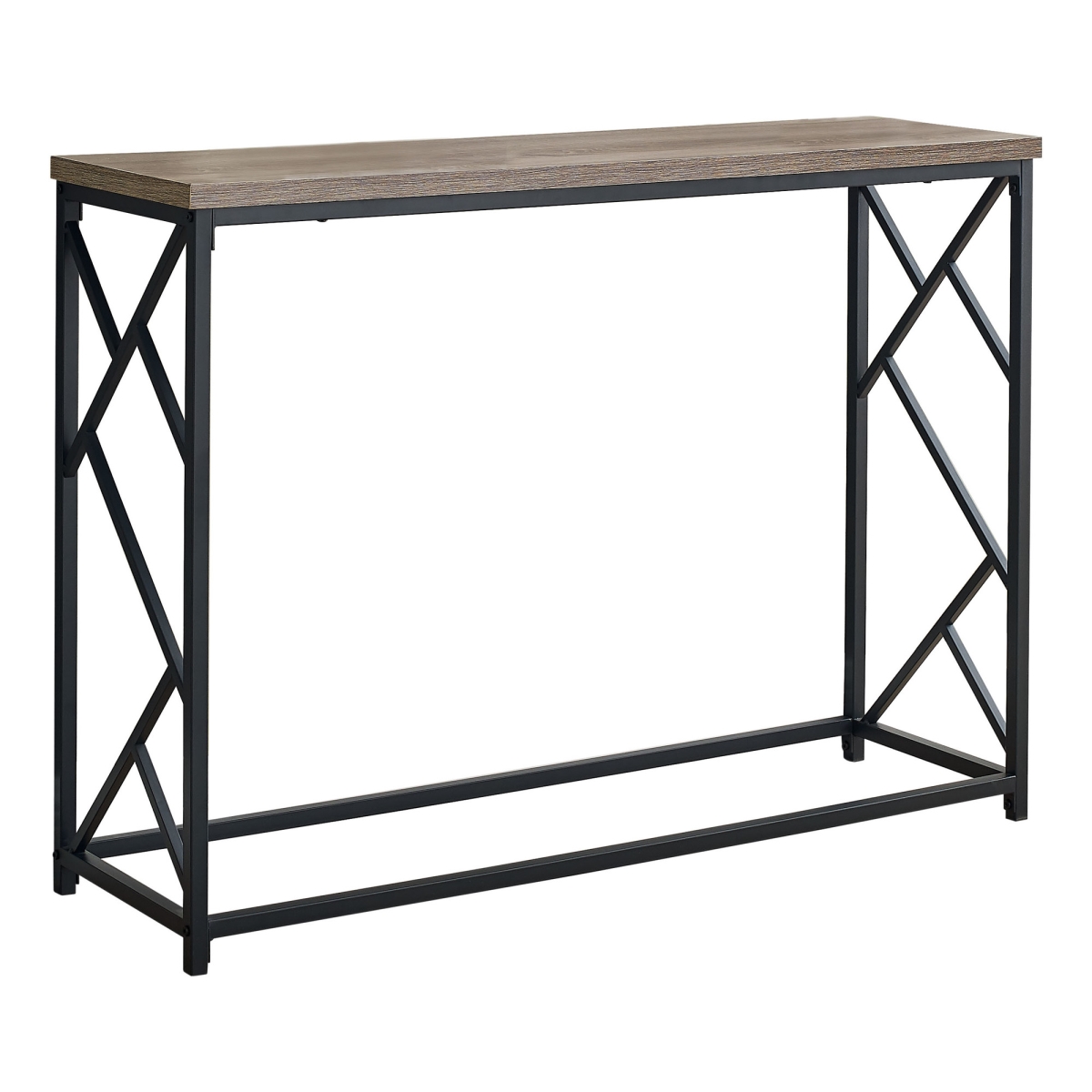 I 3533 44 In. Hall Console Accent Table, Taupe - Black Metal Finish