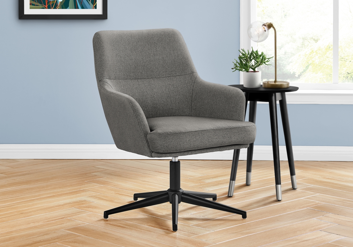 I 8335 Accent Chair - Dark Grey Fabric & Black Swivel Base