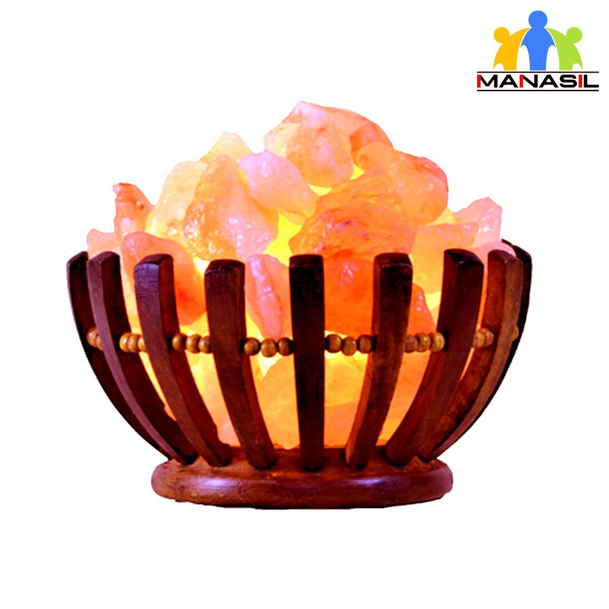 Wb-01. 8 In. Himalayan Salt Natural Chunks Basket Lamp - Round Shape - 6-8 Lbs