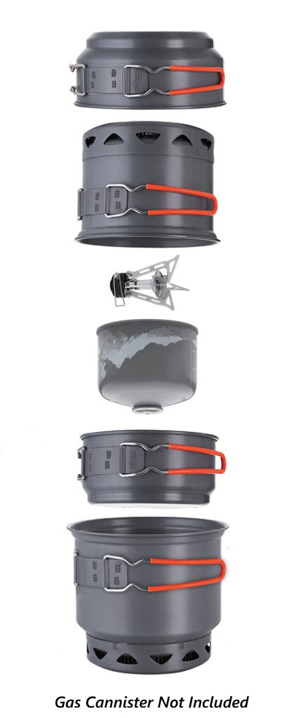 Trail-123-cst-sto Trail 123 He Ul Cook Set With Stove High Performance & Breeze Resistant