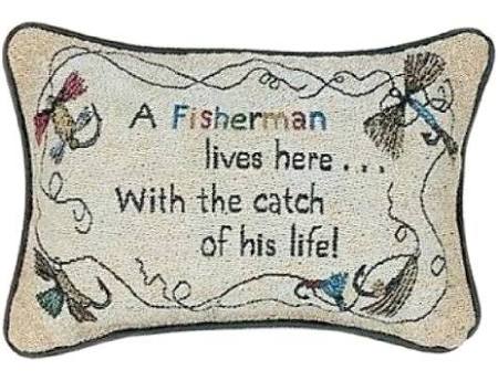 Twafhl 12.5 X 8.5 In. A Fisherman Lives Here Decorative Throw Pillow