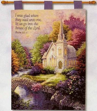 Hwbciv 26 X 36 In. Church In The Country Tapestry