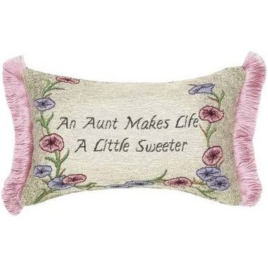 Twamle 12.5 X 8.5 In. Aunt Makes Life Word Lumbar Pillow With Fringe
