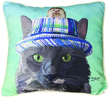 Sdpcwg 12 In. Cats In Hats Cat With Hedgehog Dye Pillow