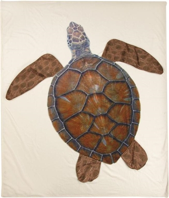 Aicstl 50 X 60 X 0.5 In. Sea Turtle 3d Applique Fleece Throw