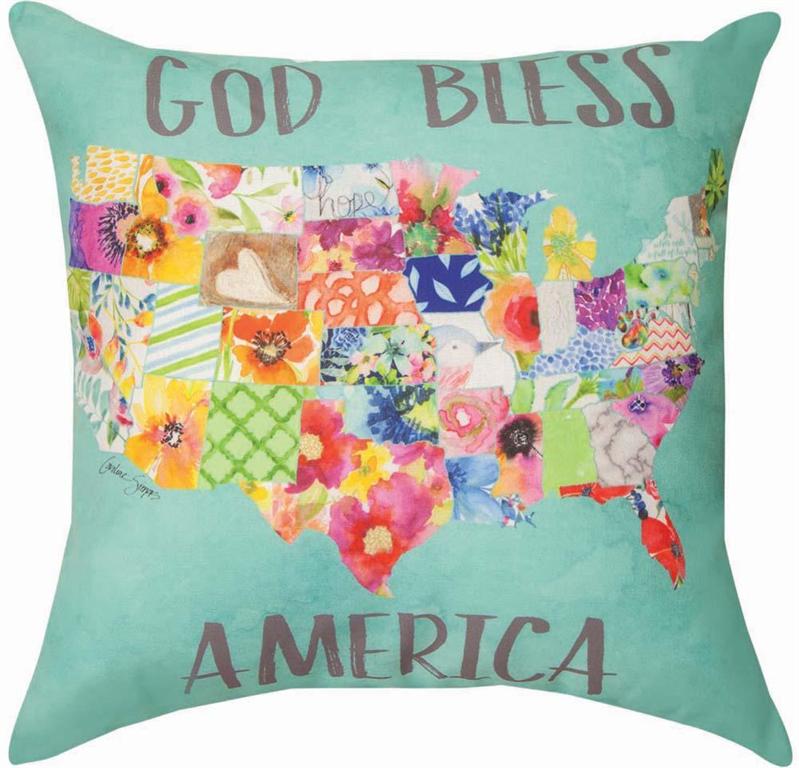Slwgba 18 X 18 In. Wonderful World God Bless America Sim Pillow