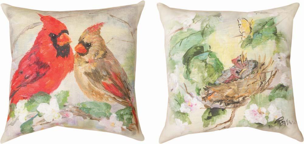 Slcafl 18 X 18 In. Cardinals In Flowers Rp Pillow