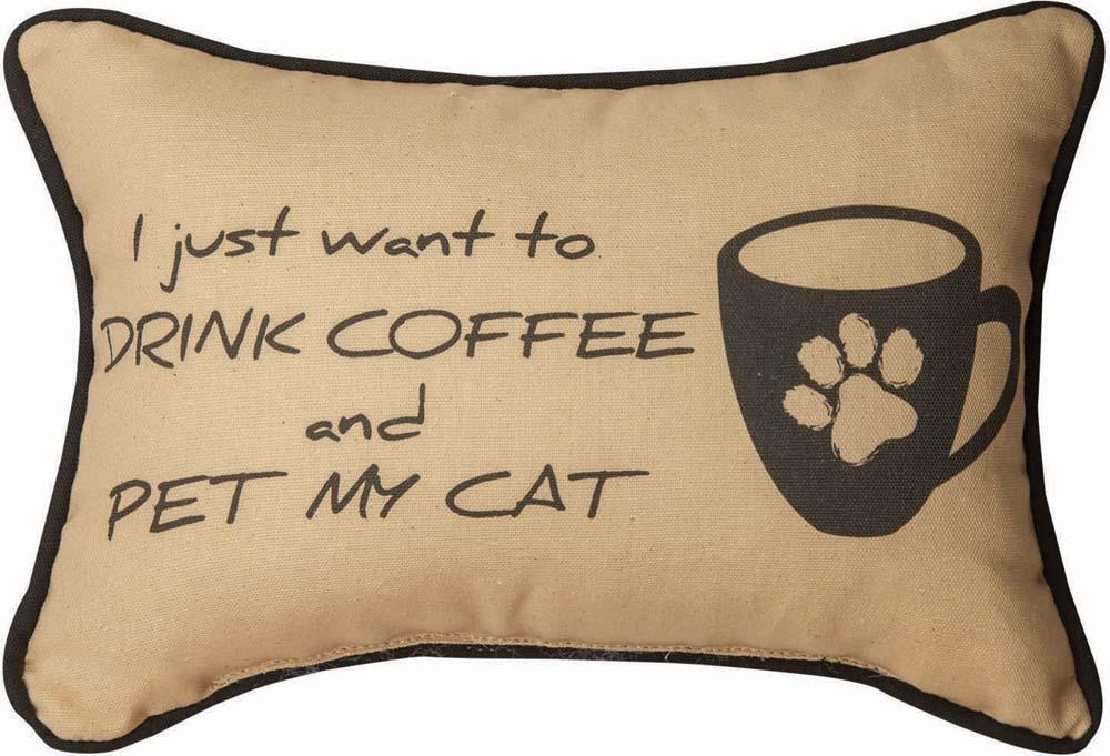 Swdcpc 12.5 X 8.5 In. I Just Wanted To Drink Coffee & Pet My Cat Pillow