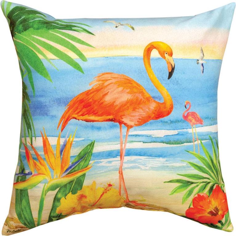 Slffob 18 X 18 In. Floral The Flamingo On The Beach Mco Pillow