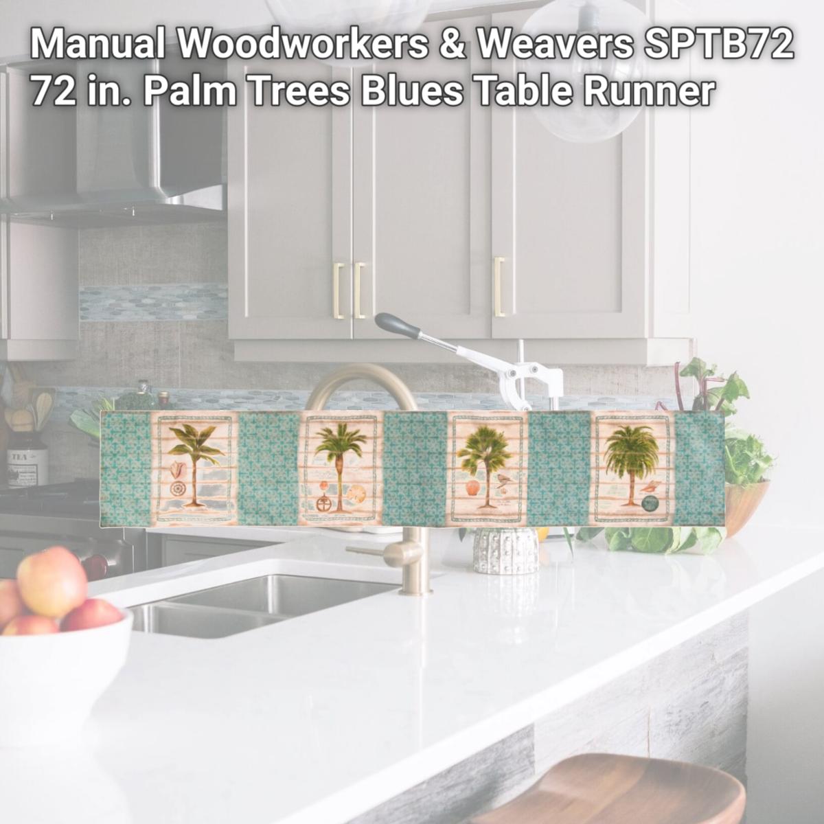 Picture of Manual Woodworkers & Weavers SPTB72 72 in. Palm Trees Blues Table Runner
