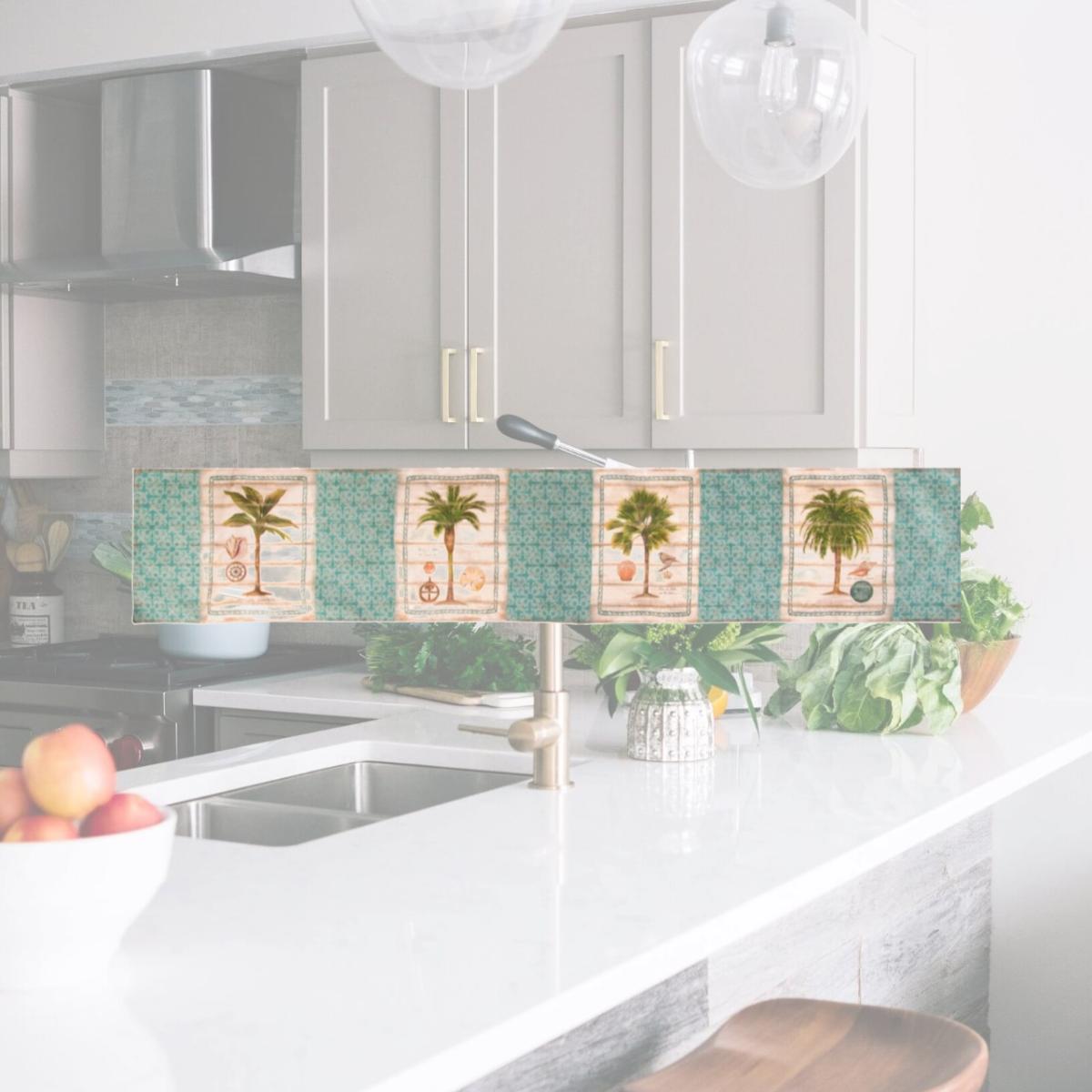 Picture of Manual Woodworkers & Weavers SPTB72 72 in. Palm Trees Blues Table Runner