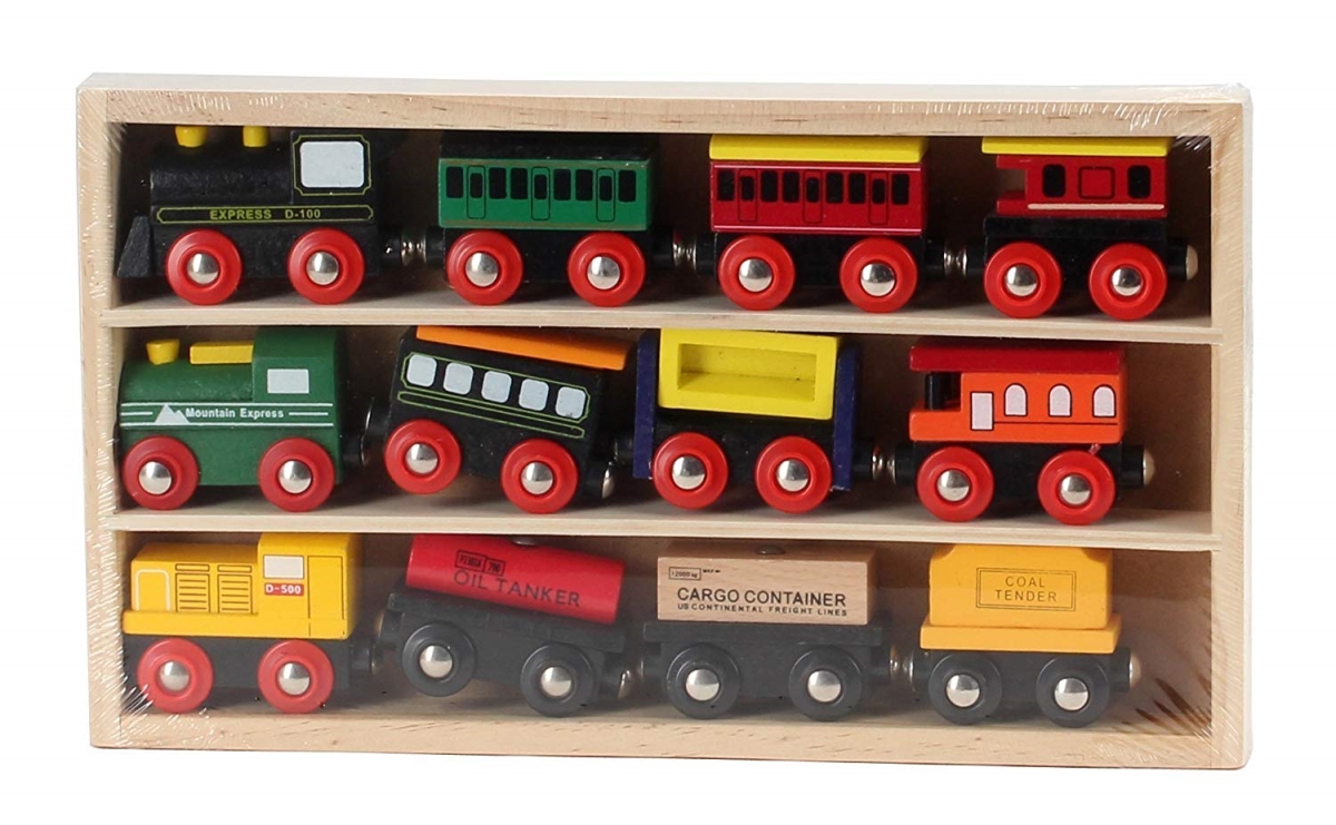 964588 Wooden Engines & Train Cars Collection Set - 12 Piece