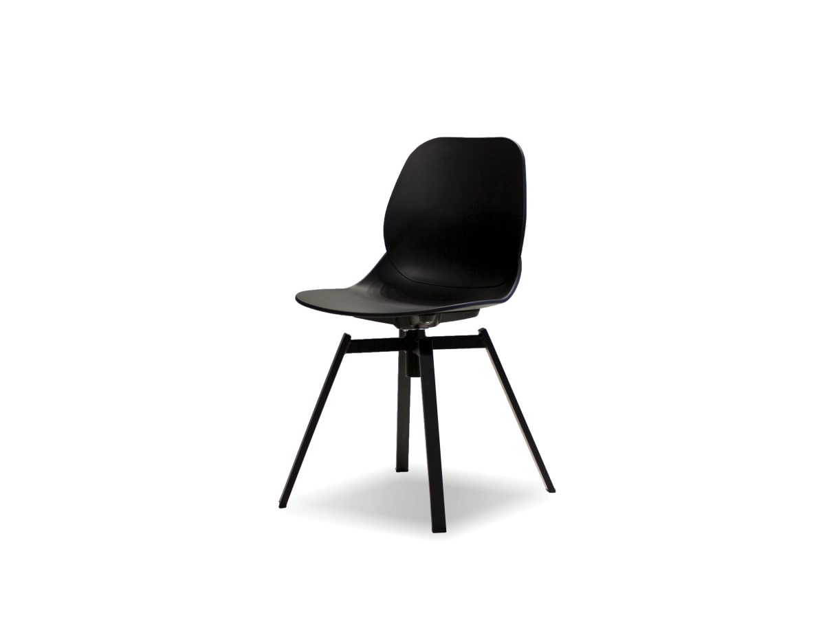 Mobital Dchpetablacblbas Petal Black Polypropylene With Powder Coated 4 Dining Chairs - 19 X 18.5 X 32 In.
