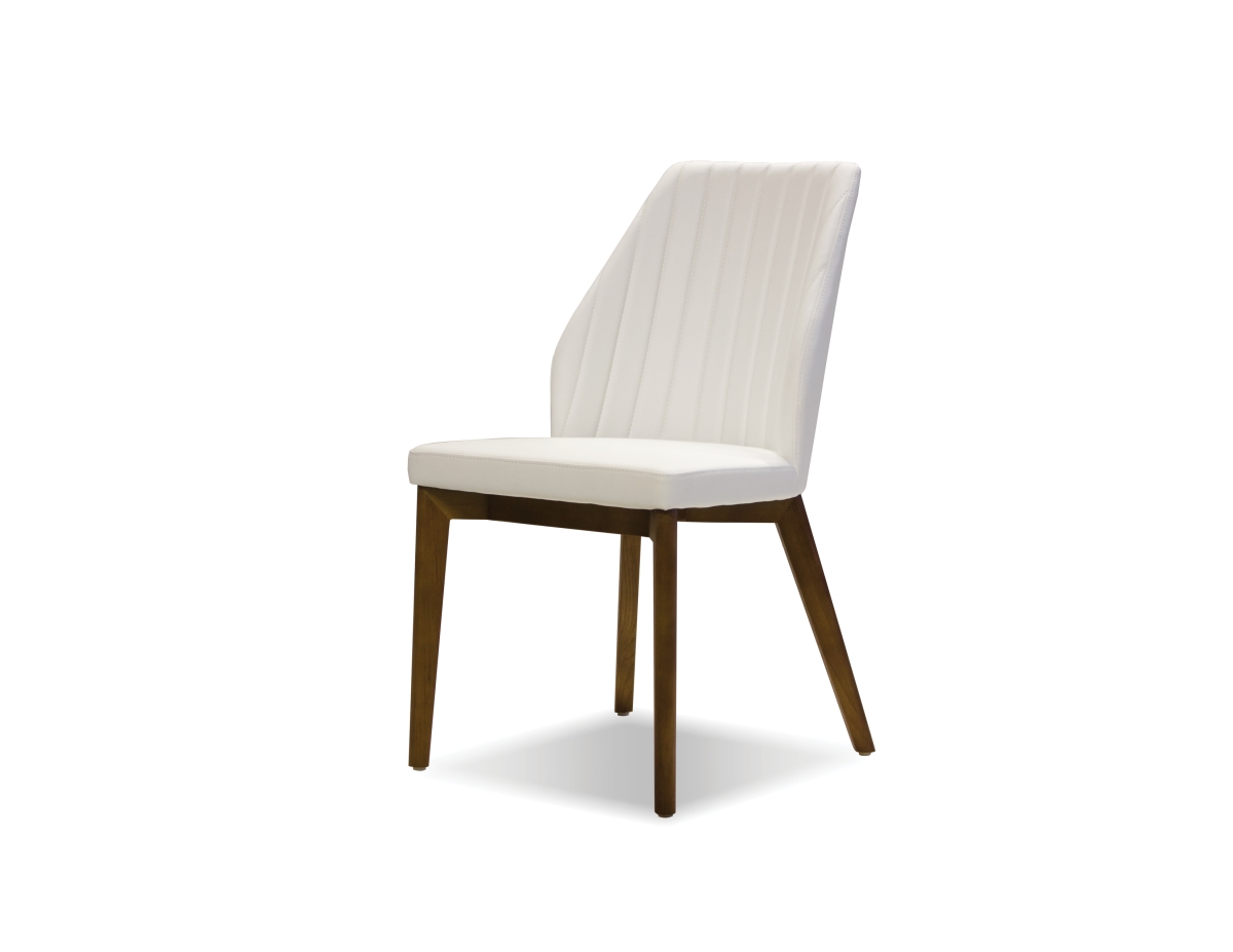 Mobital Dchtotewhit Totem White Faux Leather With Walnut 2 Legs Dining Chairs - 24 X 19 X 35 In. - Pack Of 2
