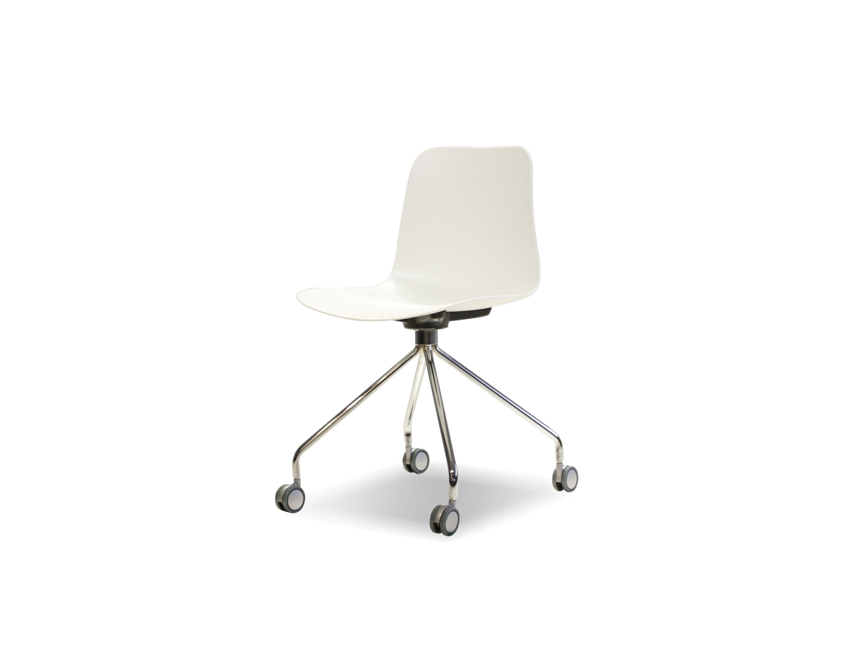 Mobital Dchtraswhitglide Trask White With Chrome Steel Legs & Castors 2 Dining Chair - 19 X 18.5 X 32 In. - Pack Of 2