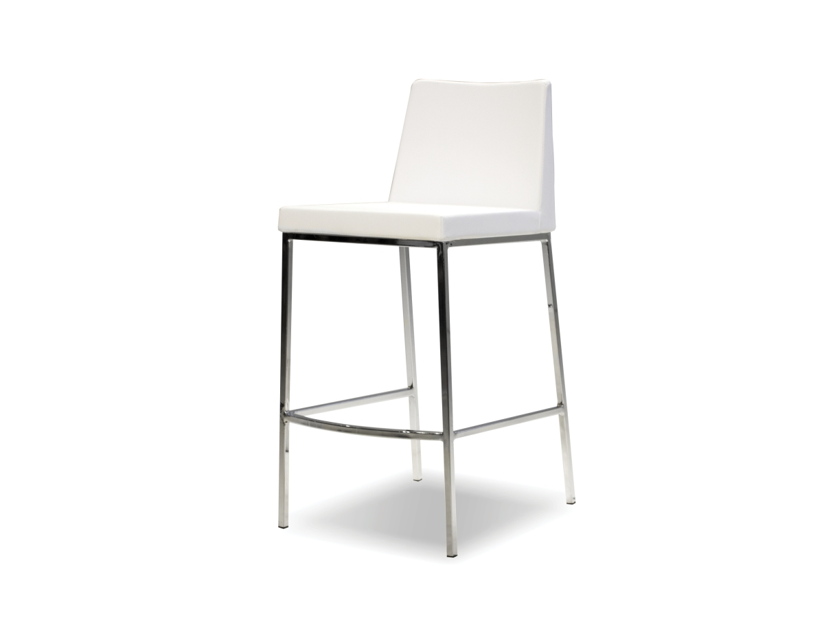 Mobital Dcswestwhit Weston Pure White Ultra Leatherette Counter Stool With 2 Chrome Legs - 19 X 16 X 33 In. - Pack Of 2