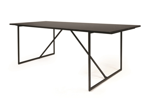Mobital Dtastonhgblmarbl Stonewall Black Marble Top & Black Industrial Aluminum Base Dining Table - 83 X 35 X 30 In.
