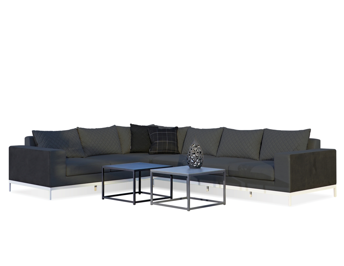 Mobital Secjerichar Sectional Sofa Jericho Sunbrella Charcoal Grey Fabric & Black Frame - 91 X 38 X 28 In.