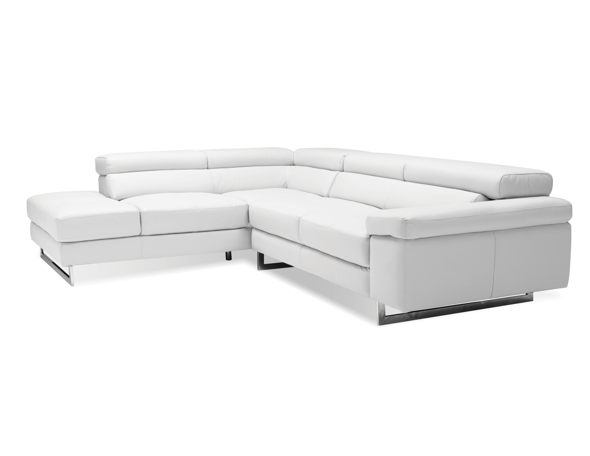 Mobital Selsyncpuwh Syncro White Grain Leather Sectional Sofa With Left Side Facing Chaise - 106 X 86 X 36 In.