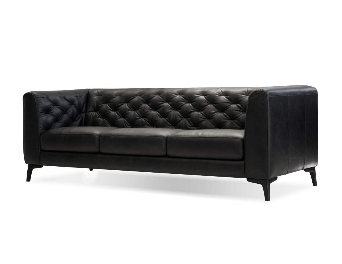 Mobital Sofdaltblvipcbla Dalton Black Leather Solid Wood Sofa