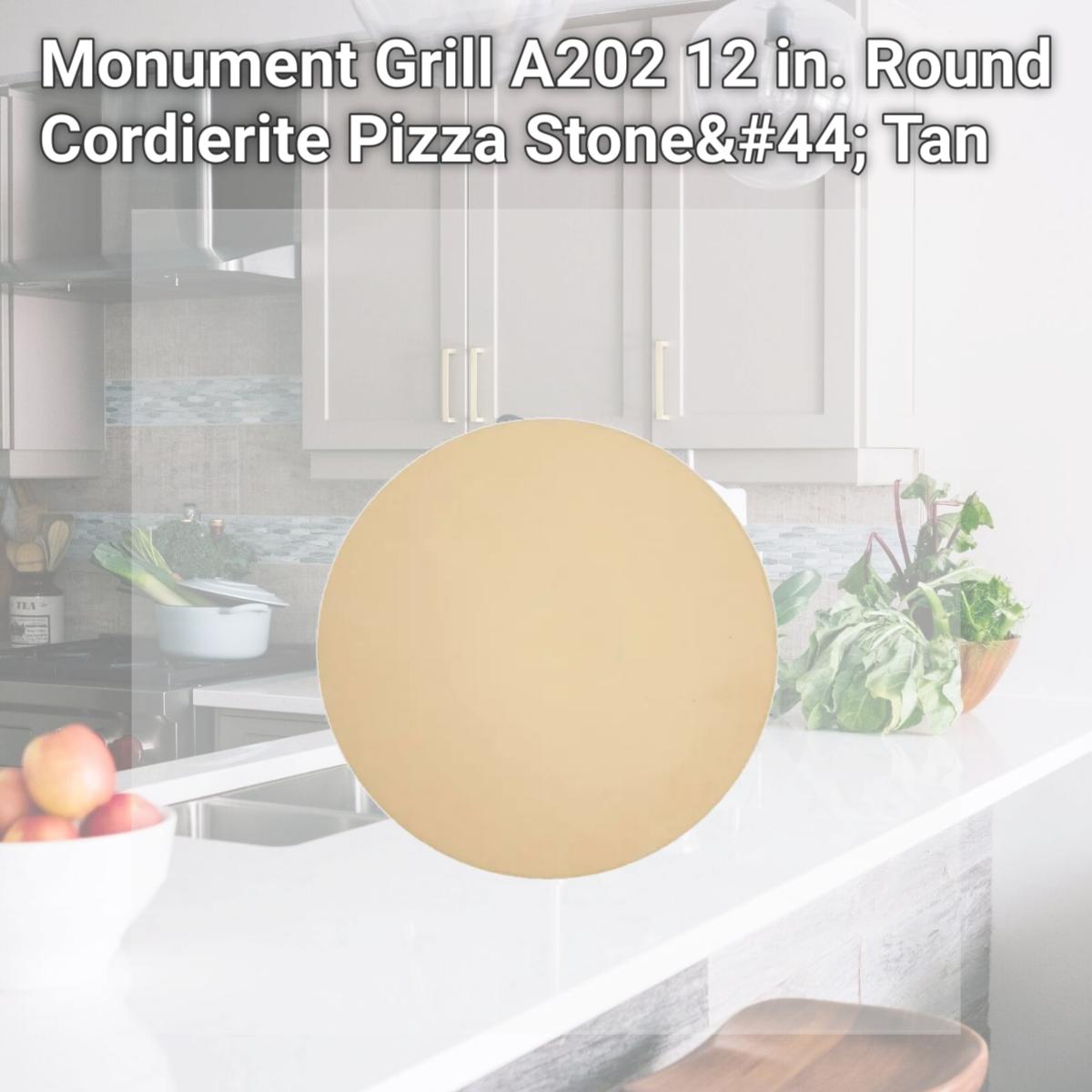 Picture of Monument Grill A202 12 in. Round Cordierite Pizza Stone, Tan