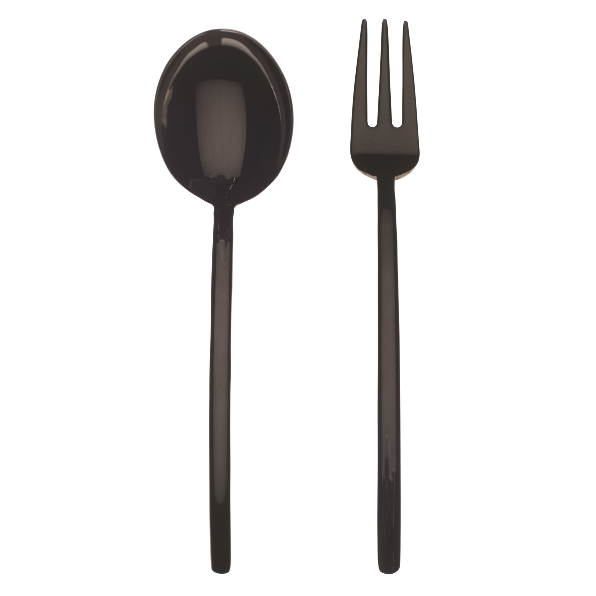 108622110 Fork & Spoon Due Oro Nero Serving Set