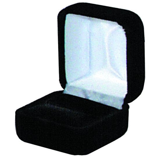 Jewelry Supplies 570300 Velvet Ring Box - Black 12 Per Box