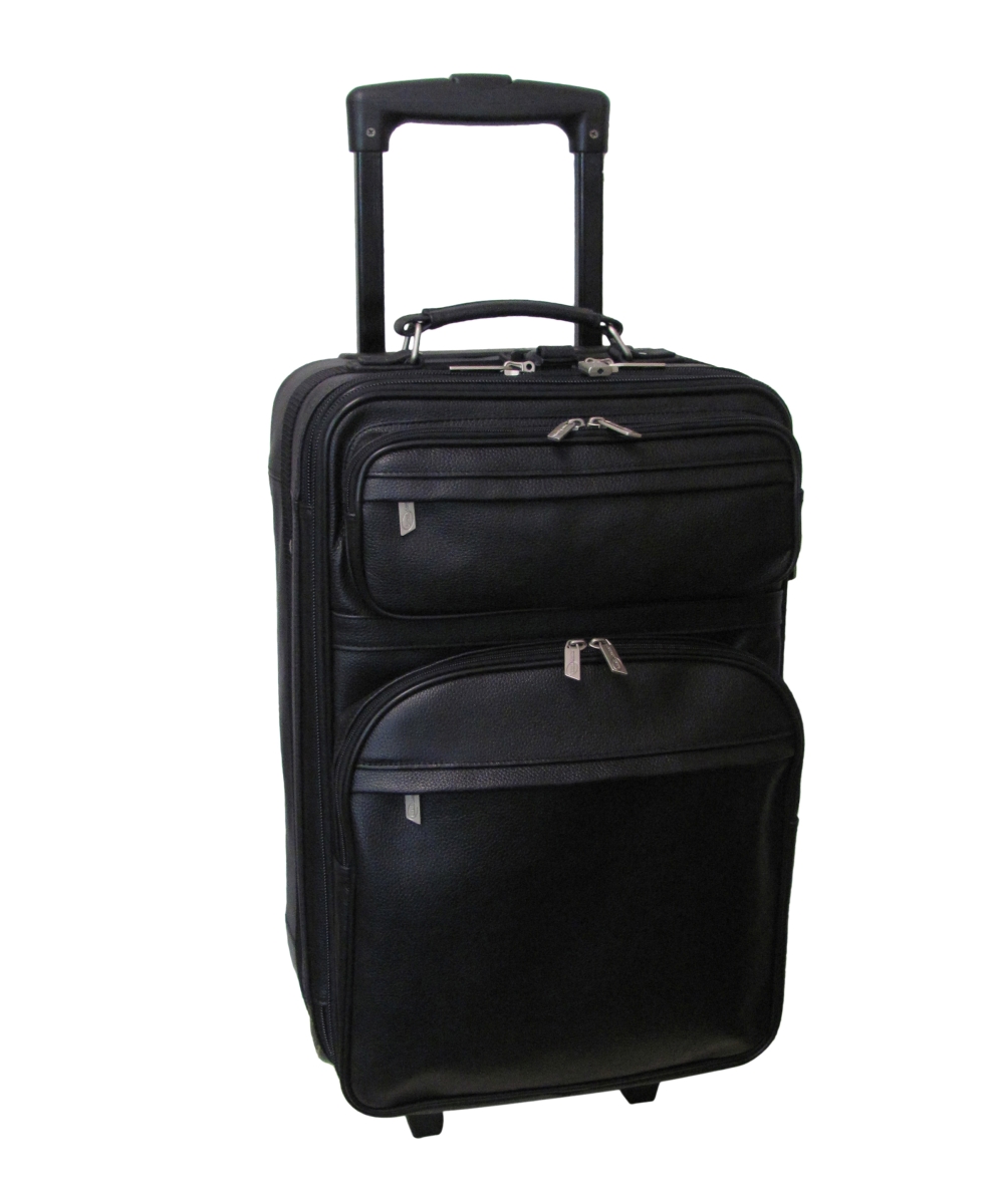 8002-0 Leather Luggage Set, Black - 2 Piece