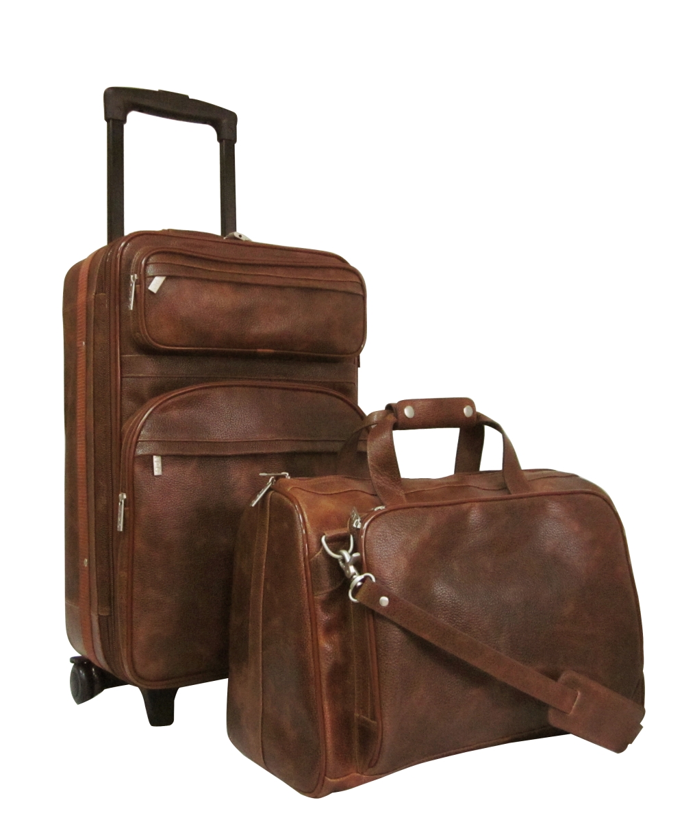 8002-4 Leather Traveler Set, Waxy Brown - 2 Piece