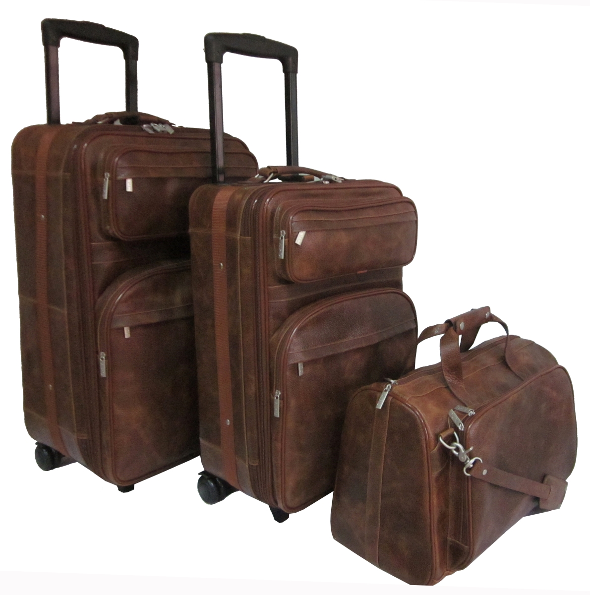 8003-4 Leather Traveler Set, Waxy Brown - 3 Piece