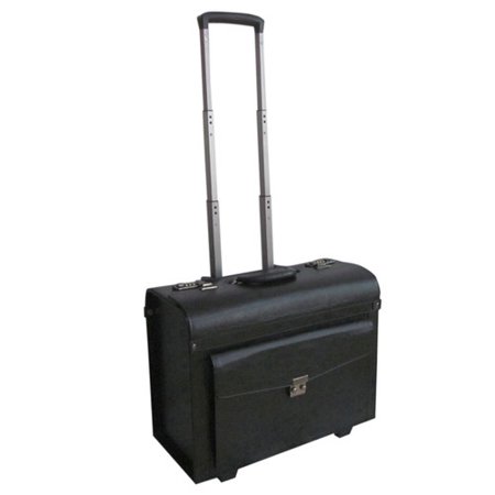 1852-9 16 X 6.75 In. Leatherette Carry On Rolling Pilot & Catalog Case, Black