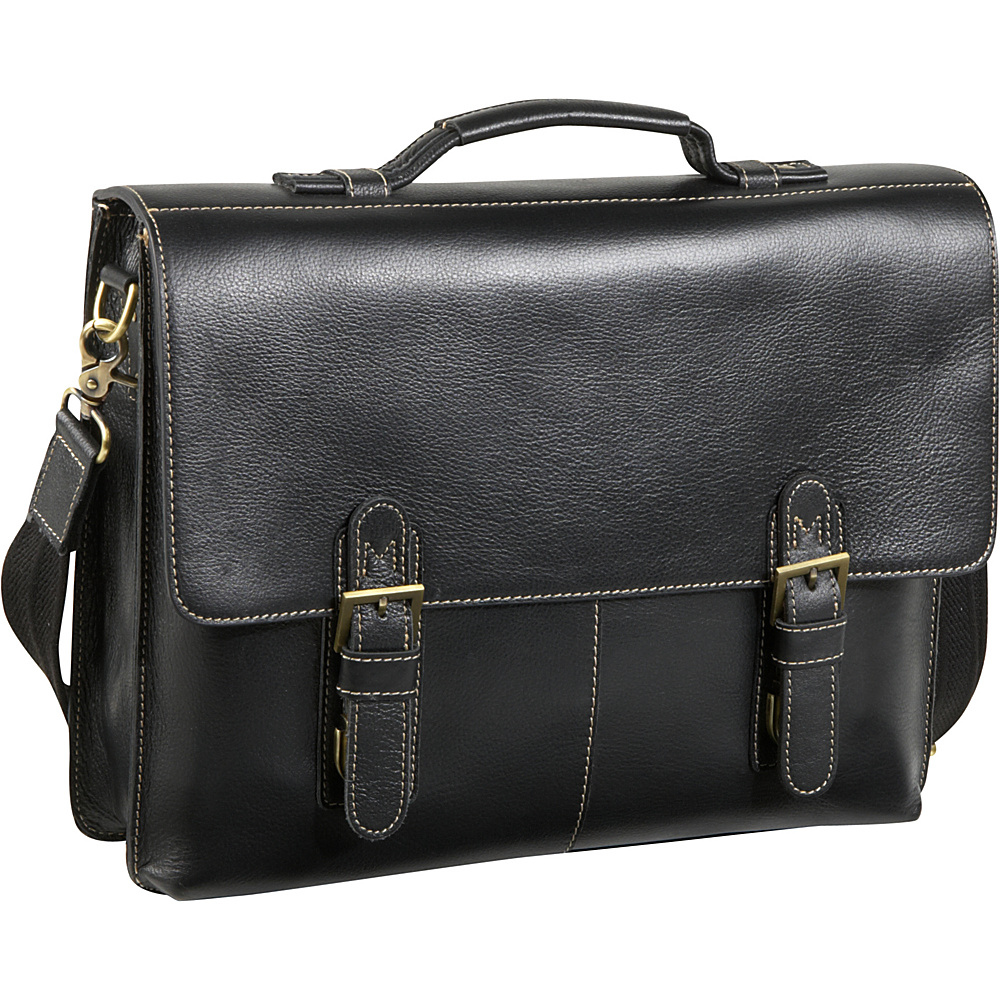 2750-0 Classical Leather Organizer Briefcase, Black