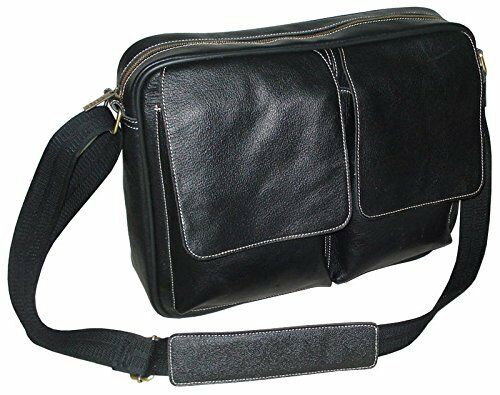 2830-0 Dual Flap Leather Briefcase, Black