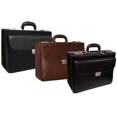 2891-4 Modern Attache Leather Executive Briefcase, Gold