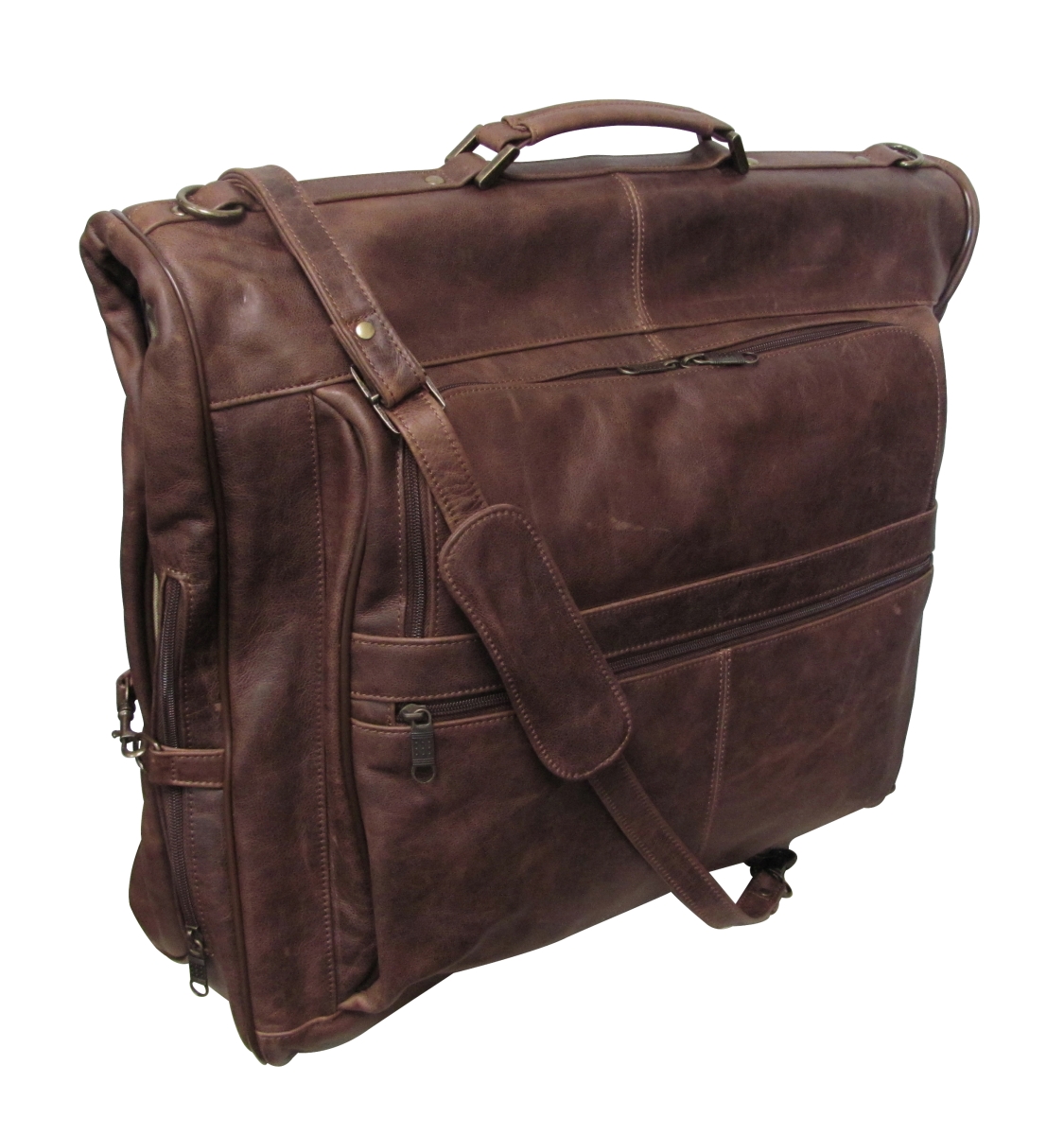 Picture of Amerileather 2435-5 Amerileather Terrazzo Brown Three-suit Leather Garment Bag