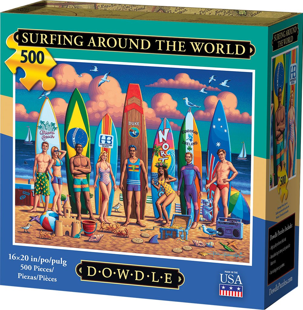 00443 16 X 20 In. Surfing Around The World Jigsaw Puzzle - 500 Piece