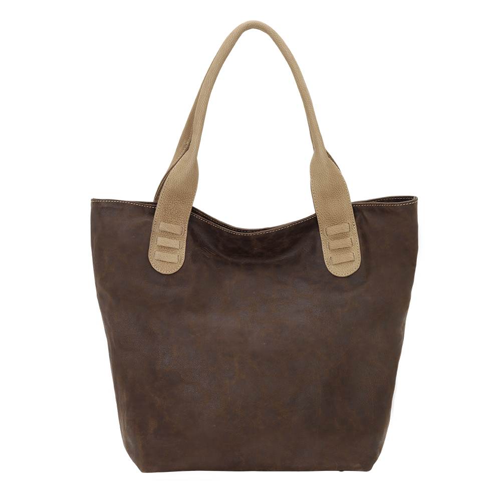 Taytt14 The Taylor Tote, Chocolate & Beige