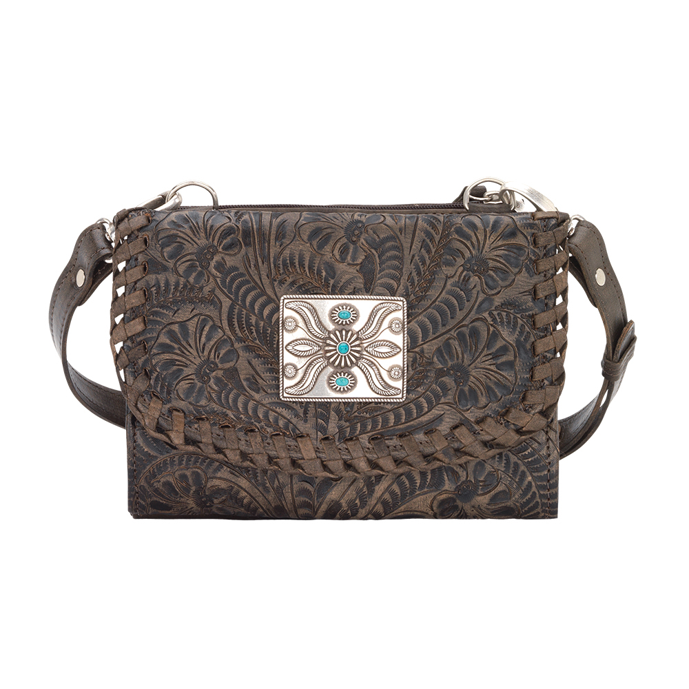 5983982 Texas Two Step Small Crossbody Bag & Wallet, Distressed Charcoal Brown