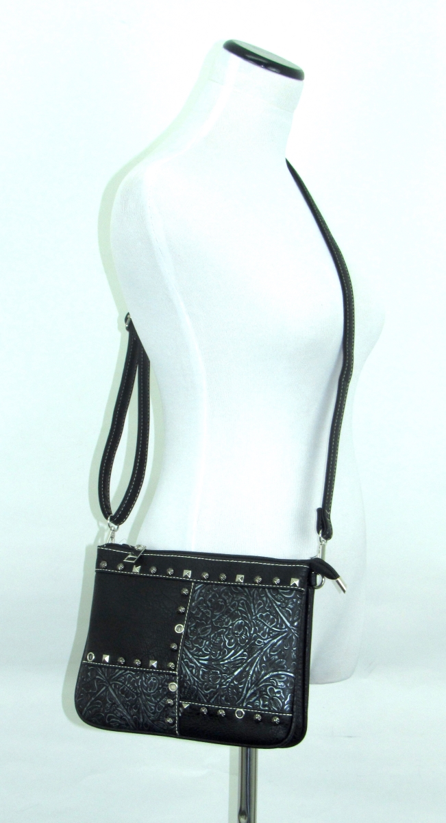 No.pa-789 Bk Ladies Faux Leather Crossbody Patchwork Bag, Black