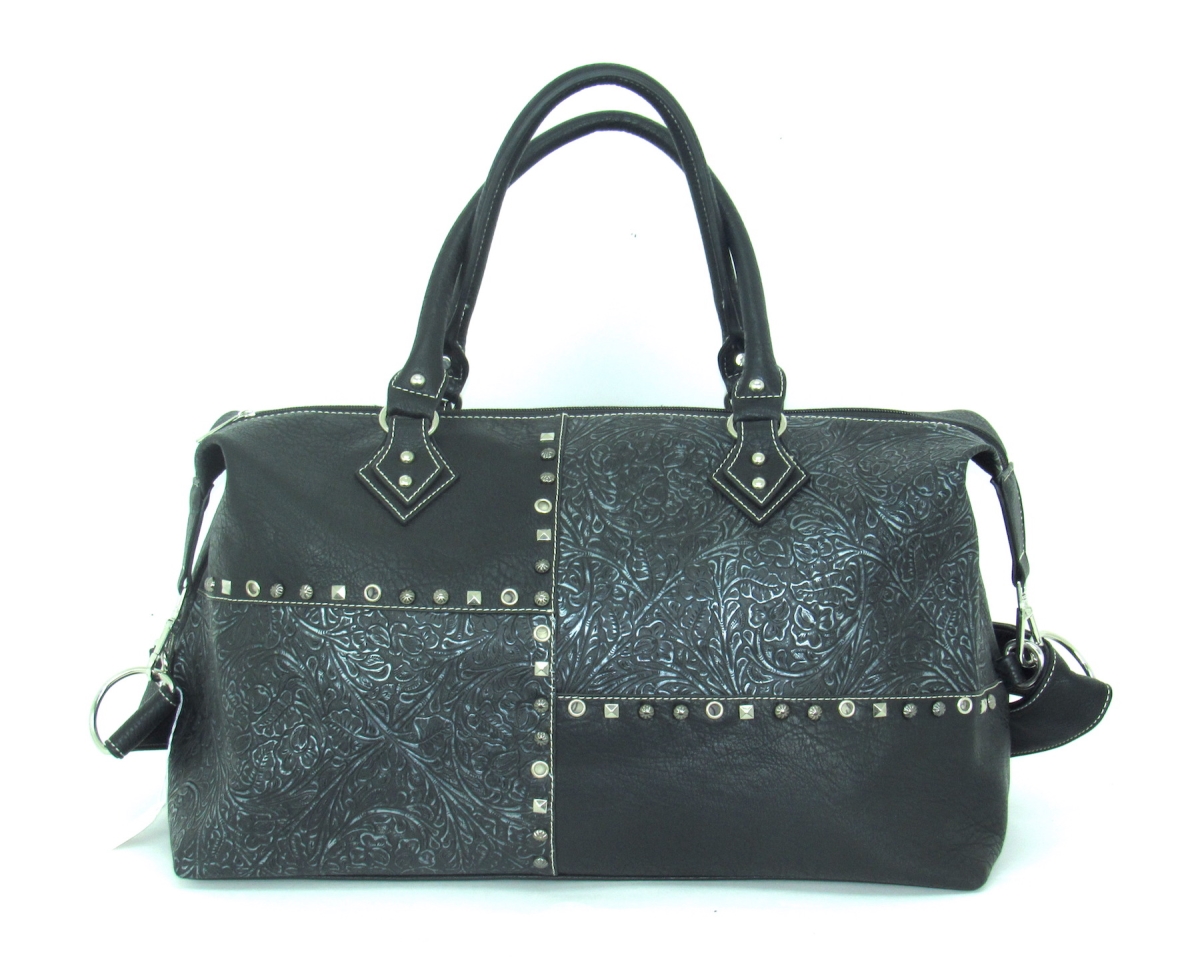 No.pa-160 Bk Ladies Faux Leather Patchwork Duffle Bag, Black
