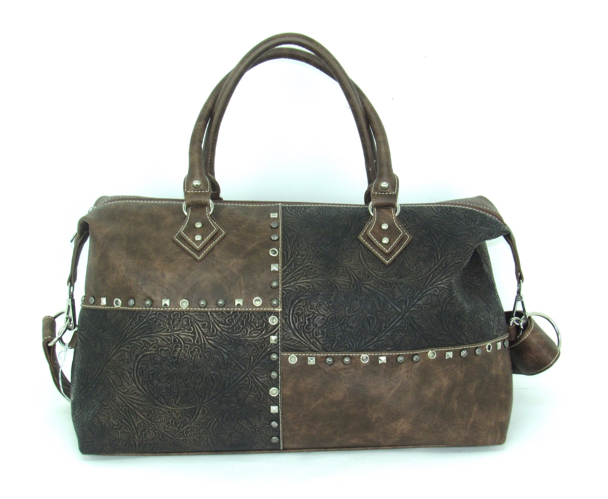 No.pa-160 Bn Ladies Faux Leather Patchwork Duffle Bag, Brown