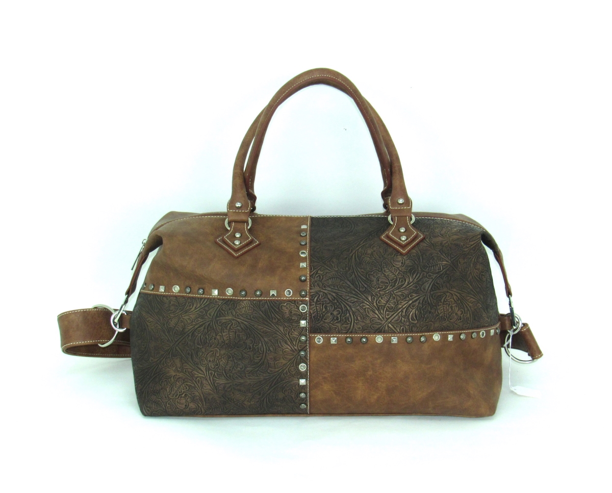 No.pa-160 Tn Ladies Faux Leather Patchwork Duffle Bag, Tan