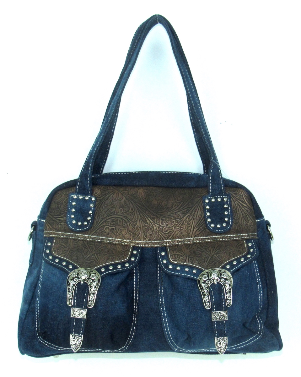 No.pk-868 Dn Ladies Faux Leather Distressed Handbag, Denim