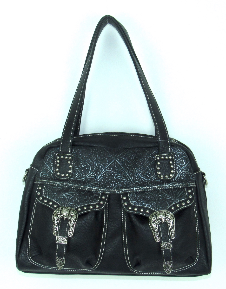 No.pk-868 Bk Ladies Faux Leather Distressed Handbag, Black