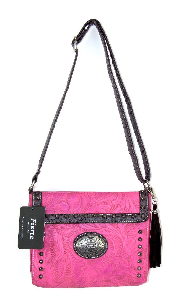 Tpc-965 Hpk Ladies Faux Leather Conceal Carry Crossbody Bag, Hot Pink