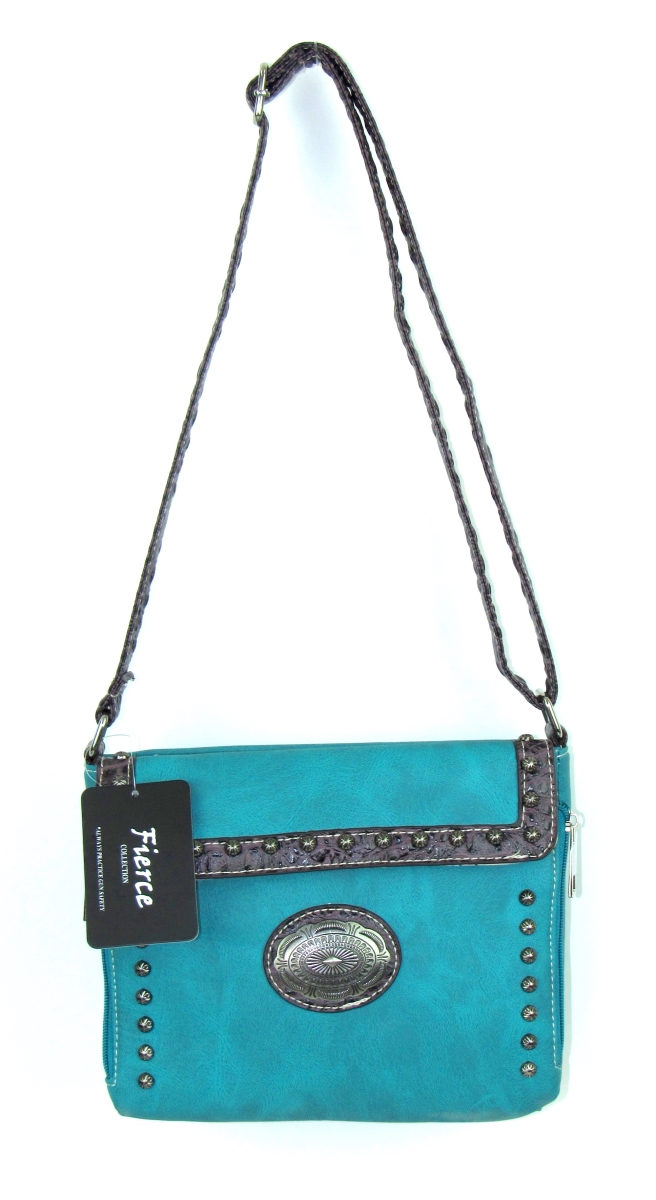 Dpc-965 Tq Ladies Faux Leather Shoulder Studded Handbag, Turquoise