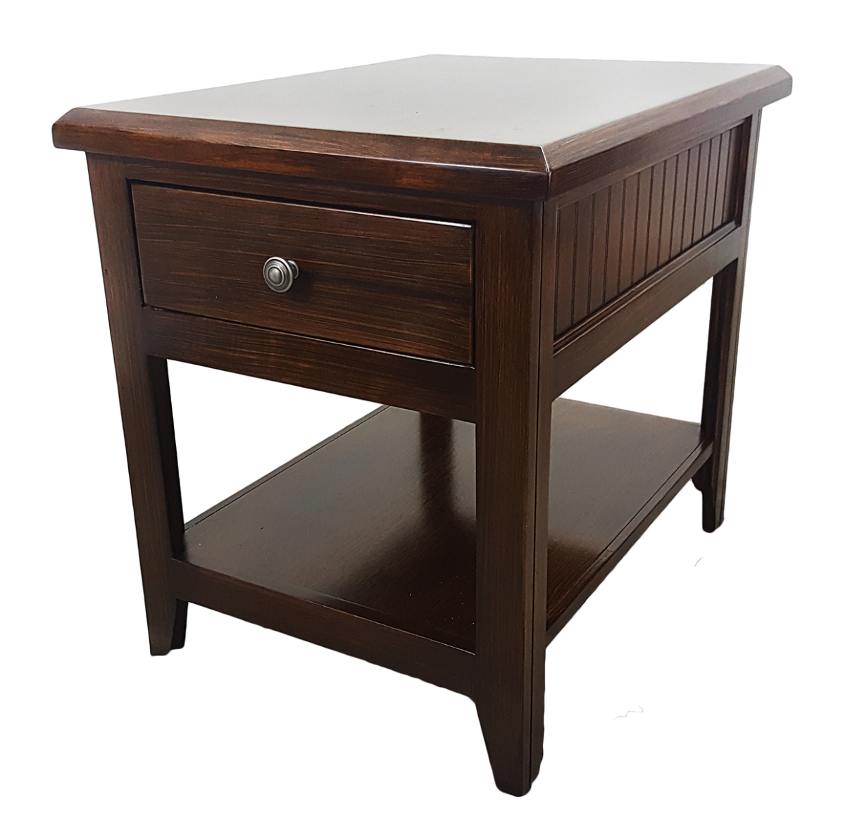Poplar End Table with 1 Drawer, Soft White
