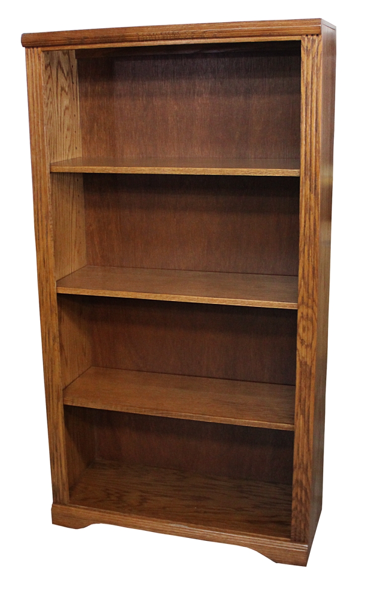 60 in. Oak Open Bookcase with Arched Base, Classic Bourbon