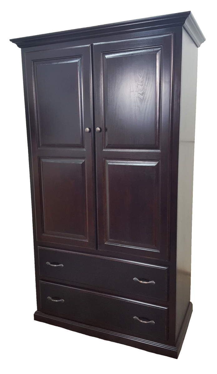 95794bk Poplar Double Door Armoire With Drawers, Antique Black